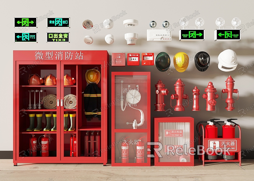 Fire Hydrant Fire Equipment Fire Extinguisher Safety Exit Signs Emergency Lighting Sirens model