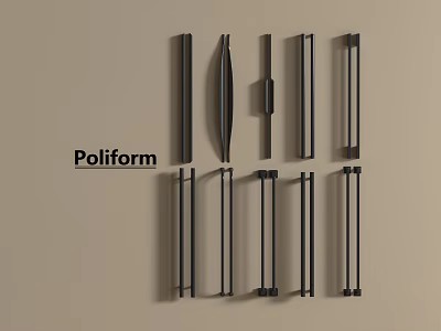 Poliform Door Handles Collection With Various Modern Sleek Designs For Cabinet And Furniture Doors 3d model