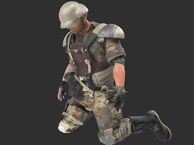Game And Movie Character In Military Uniform With White Helmet Tactical Vest And Camouflage Pants 3d model