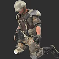 Game And Movie Character In Military Uniform With White Helmet Tactical Vest And Camouflage Pants