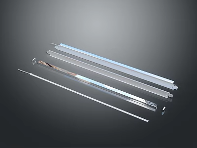 Sleek Modern Lighting Combination Set Featuring Multiple Strip Lights For Indoor Spaces 3d model