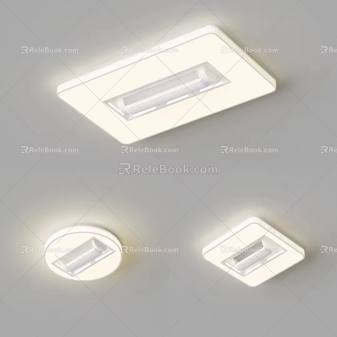Simple living room lamp large area luminous leafless fan lamp 3d model