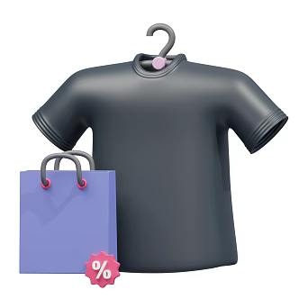 Modern T-shirt Top Short Sleeve Shopping Bag Cartoon Top Cartoon Shopping Bag 3d model