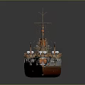 Detailed Model Warship With Orange Hull White Superstructure And Deck Details