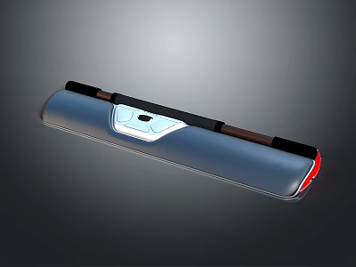 Modern Blue Computer Keyboard With Black Red Accents And White Control Panel 3d model