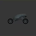 Futuristic Silver Metallic Robotic Vehicle With Four Large Wheels And Top Antennas