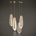 Feather Inspired Modern Pendant Lights With Gold Hanging Chains For Interior Decoration