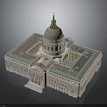 Grand Classical Building with Golden Dome White Exterior Green Roof and Symmetrical Design