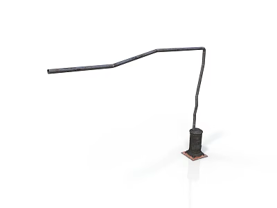 Black Metal Curved Long Slender Arm Bracket With Support Structure And Square Base 3d model