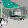 CAKESTAR Dessert Shop Modern Interior With Green Decor Tables Chairs And Bar Counter