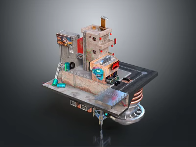 Unique Miniature Building Model With Multi Level Structure And Mixed Material Design Details 3d model