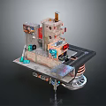 Unique Miniature Building Model With Multi Level Structure And Mixed Material Design Details