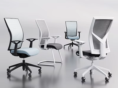 Modern Office Chair With Mesh Back Armrests Rolling Wheels And Various Styles 3d model