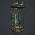 Elegant Ornamental Decor Set With Metal Birdcage Green Accents And Intricate Top Design