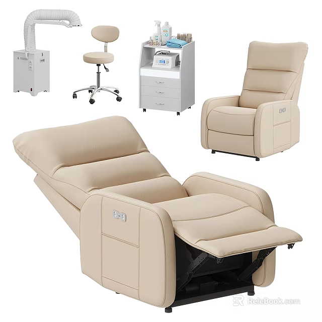 Professional Medical Equipment Including Reclining Treatment Chairs Mobile Carts And Examination Tables 3d model 
