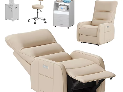 Professional Medical Equipment Including Reclining Treatment Chairs Mobile Carts And Examination Tables 3d model