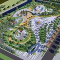 Park Landscape Design With Winding Pathways Lush Greenery And Circular Plazas 3d model