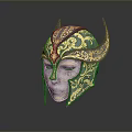 Silver And Gold Decorative Helmet With Intricate Floral Patterns And Ornamental Design