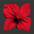 Red Flower Shaped Fabric Plant Against Dark Background With Reflection