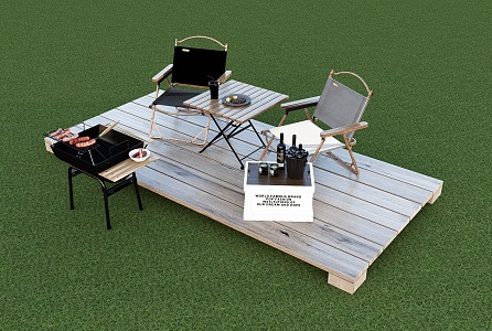 Camping Supplies Barbecue Oven Camping Table and Chair Camping Box 3d model