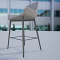 Modern Light Gray Bar Stool With Stylish Metal Legs And Comfortable Seat
