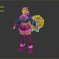 3D Character Model With Fox Ears Orange Outfit Red Tail And Boots