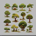 Floral Decoration Featuring Various Stylish Tree Illustrations For Landscape Design 3d model