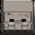 Study Desk Bookchair Bookcase Ornaments Computer 3d model