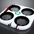 White Medical Equipment With Green Cross And Four Circular Openings