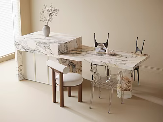 Modern Island Table and Chair Dining Chair 3d model