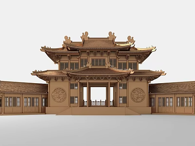 Traditional Chinese Classical Architecture With Multi Tiered Roof Ornate Eaves And Intricate Carvings 3d model