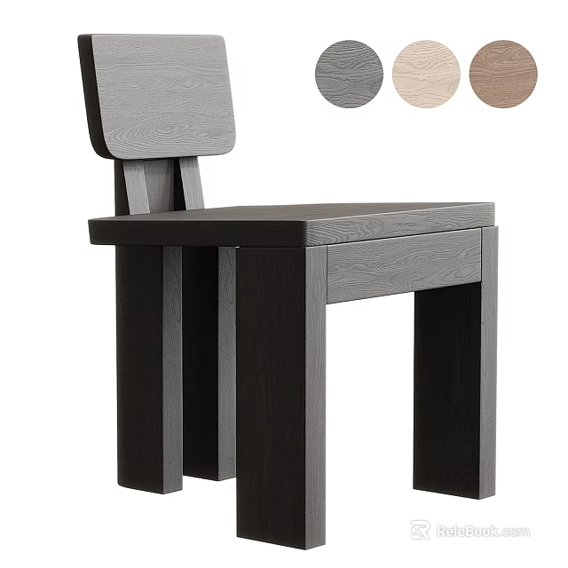 Modern Wooden Stool Design With Sleek Structure And Multiple Color Options 3d model