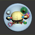 Chibi Game Movie Character With Reindeer Antlers Pigtails Candy Cane Christmas Tree And Gifts