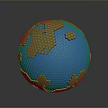 Blue Globe Featuring Green Continents And Hexagonal Surface Texture