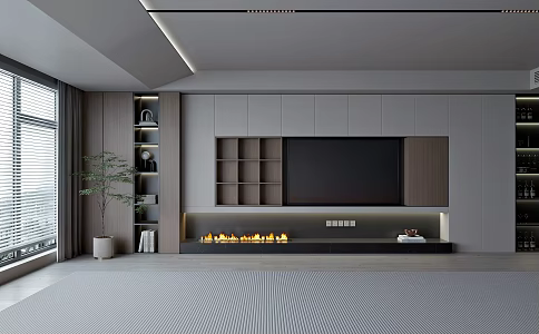 Modern Living Room Living Room Custom Full Wall TV Cabinet Custom TV Wall 3d model