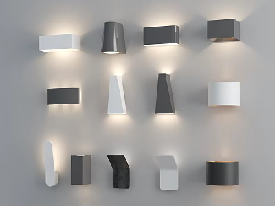 Modern Minimalist Wall Lamps With Various Geometric Shapes In Black White Gray For Home Decor 3d model