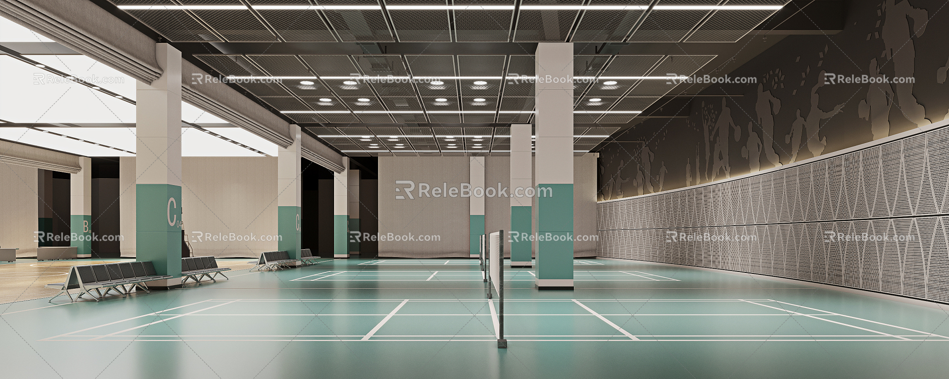 modern badminton hall badminton 3d model