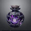 Ornate Decorative Vase With Purple Glowing Core Blue Intricate Patterns And Crown Top