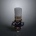 Professional Condenser Microphone With Metal Mesh And Shock Mount Black Gold Design
