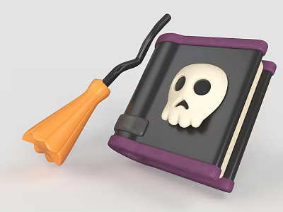 Modern Holiday Jewelry Halloween Props Magic Book Broom 3d model Modern Holiday Jewelry Halloween Props Magic Book Broom 3d model