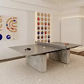 Modern Indoor Sports Equipment Table Tennis Table With Decorative Wall Patterns And Rug