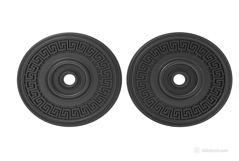 Two Black Decorative Ceiling Medallions With Greek Key Pattern Design For Home Decor 3d model