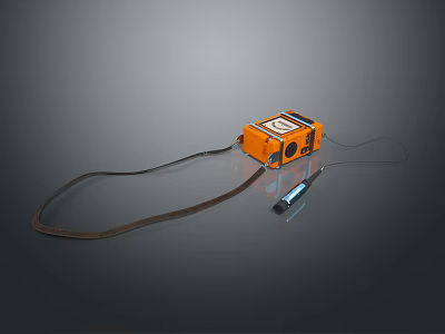 Tactical Orange Weapon Device With Control Panel Long Rope And Probe 3d model