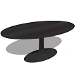 Modern Oval Dining Table With Smooth Wooden Top and Black Pedestal Base in Sleek Style