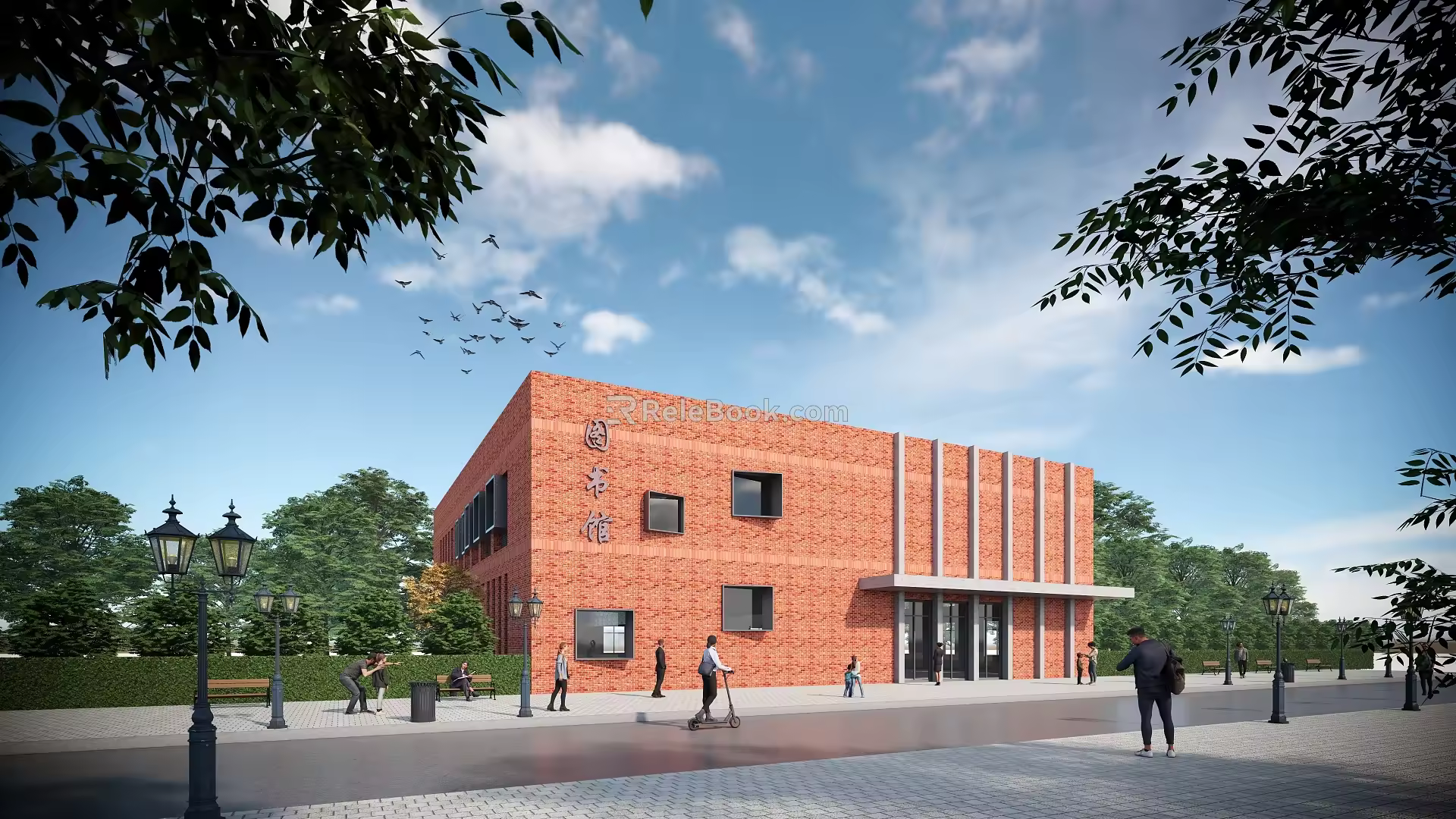 Modern Library Architecture Library 3d model