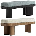 Light Blue And Beige Upholstered Sofa Bench With Wooden Legs Modern Design