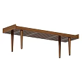 Mid Century Solid Walnut Wood Slatted Two Seater Sofa For Living Room And Entryway