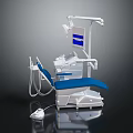 Professional Dental Chair Equipment With Blue Seat Adjustable Lighting And Control Panel