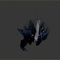 Game Movie Character With White Hair Black Red Outfit Large Blue Black Wings Holding Long Sword Fantasy Style