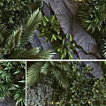Lush Vibrant Living Plant Wall With Diverse Greenery And Natural Stones